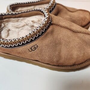 UGG Tasman Slipper Chestnut Suede Sheepskin Lined Shoes Mens 7 Wms 8